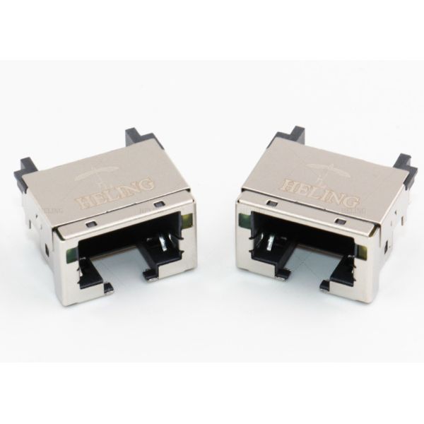 Right Angle RJ45 Female Connector , Shielded Low Profile RJ45