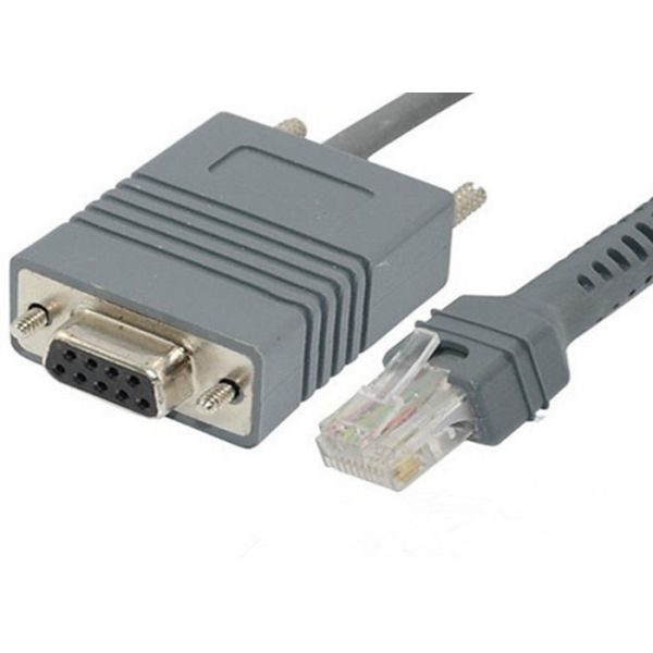 5M Coiled Symbol Barcode Scanner Cable RS232 DB9 PIN Female Connector One End