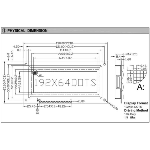192*64 Graphic STN LCD Module ST7920 With Backlight PCB LCD Module Industrial Display