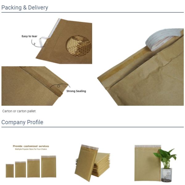 Recyclable Kraft Honeycomb Paper Padded Mailers Self Adhensive Tape