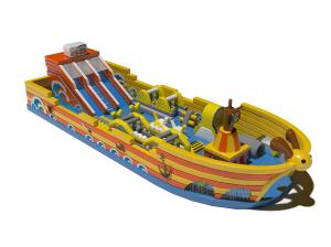 Quality Pirate Ship Inflatable Blow Up Bouncy Castle With Big Slides wholesale