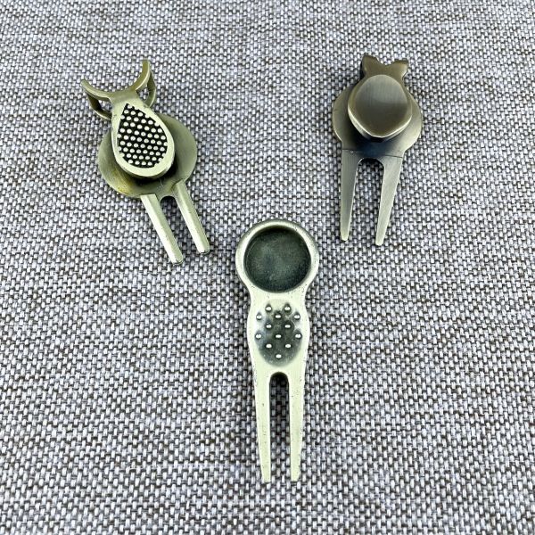 Antique Gold Soft Enamel Golf Divot Tools and Ball Marker with Magnet