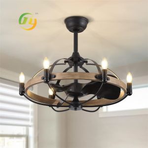China SENKAI Nordic and American Retro Ceiling Fan Lights Fandelier LED with Remote for Home Use on sale