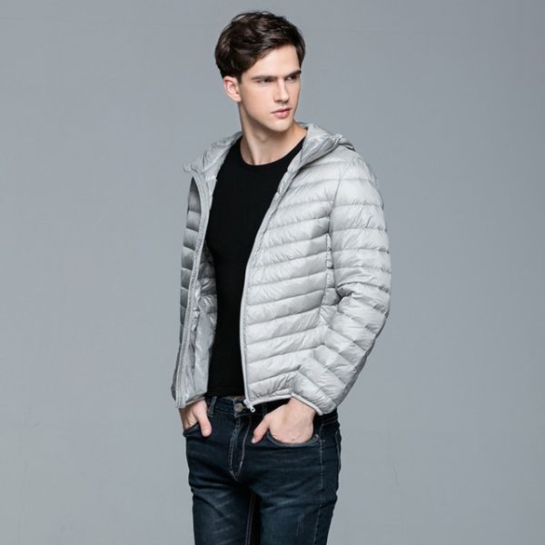 new style small quantity solid color nylon/polyester winter mix size slim fit men goose feather jacket