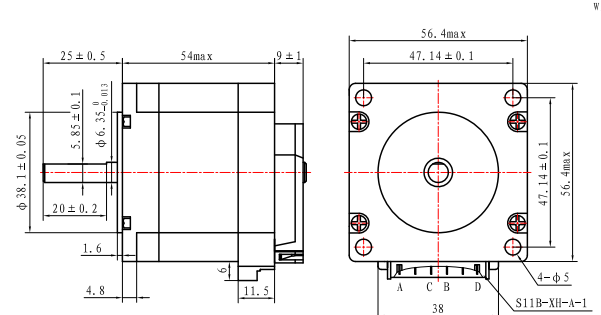 57X57mm NEMA 23 Closed Loop Motor 1.2Nm 25mm Shaft 2.5A 3V DC Stepper Motor
