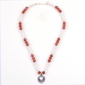 Quality Women Strawberry Quartz 5mm White Freshwater Pearl Necklace wholesale