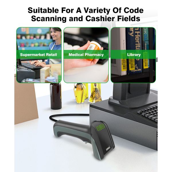 Luckydoor Pos Scanners Qr Code Scanner with Usb Cable 2d Barcode Scanner for Pos Systems