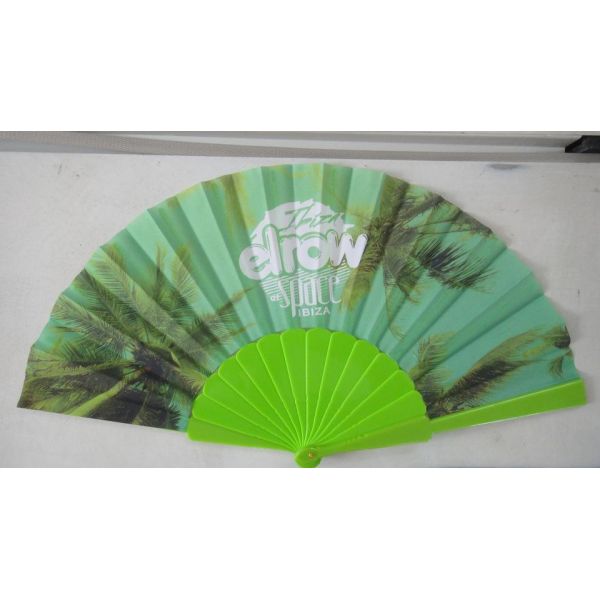 Custom Folding Hand Fans with plastic ribs and full color printed fabric , size 23cm