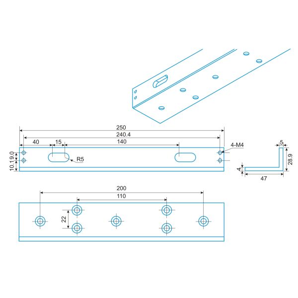 Anti Corresion Door Lock Bracket , Inward Door Maglock L Bracket JS-28L CE Approval