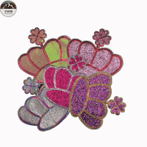 Eco Friendly Custom Made Embroidered Patches Non Woven / Glitter Material