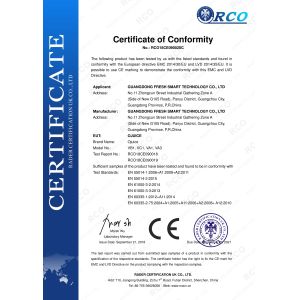 Guangdong Fresh Smart Technology Co., Ltd. Certifications