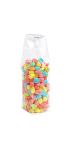 High Quality Square Bottom Clear Cellophane Bag Bread Candy Cookie Packaging Side Gusset Bopp Opp Plastic Poly Bag
