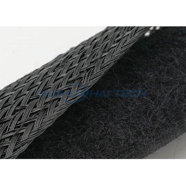 Braided Velcro Self Closing Cable Wrap Black Color With Good Scalability