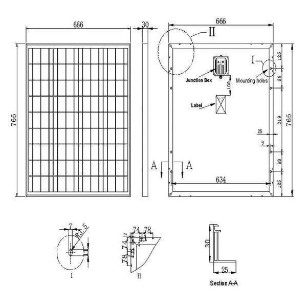 Flexible 18V 80W Polycrystalline Silicon Solar Panels ISO9001 Certification