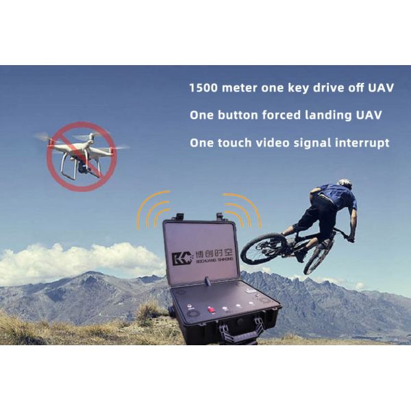 Trolley box style UAV drive off equipment 1500m automatic drive forced landing UAV jammer frequency can be customized