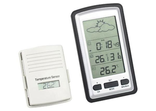 Cheap Wireless Weather Station Digital LCD Home Thermometer In/Outdoor Temperature Meter Alarm Clock With Remote Sensor Green for sale