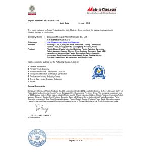 Dongguan Shengwei Plastic Products Co., Ltd Certifications