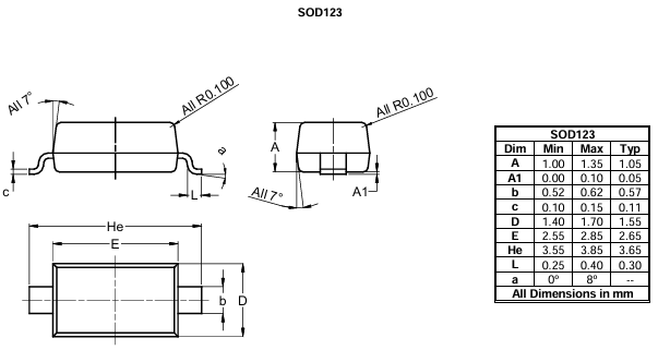 BZT52C3V0-7-F 3.0V Zener Diode 500mW Power ±5% Tolerance SOD-123 Miniature Package Low Leakage Current Ideal for Voltage Regulation and Protection in