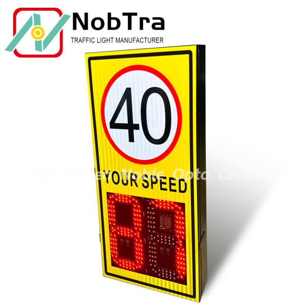 Cheap Pole Or Trailer Mount Solar Powered Radar Speed Signs with W Waveform Detects Moving Vehicles and 140 Pcs LED Quantities for sale