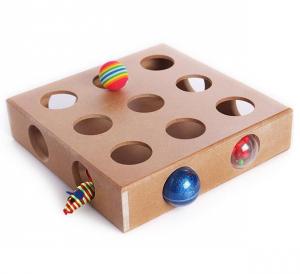 Quality MDF Wooden Cat Stimulation Toys Moveable Rattle Balls Inside Ecologically Friendly wholesale