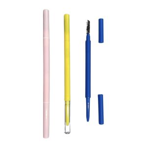 Quality Delicate Triangle Eyebrow Pencil 146mm 7mm ABS Double Head Eye Makeup Container With Brush wholesale