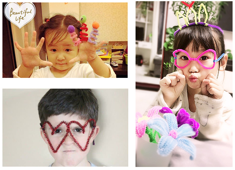 Twisted 2 colours chenille stems pipe cleaners for hobbies & children DIY hand-crafted material