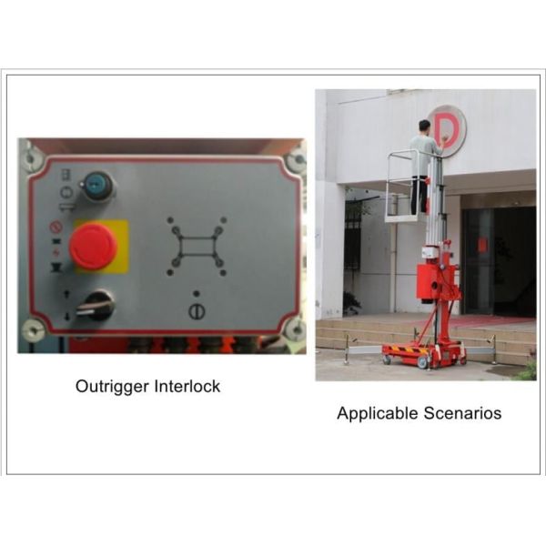 Single Mast Aerial Work Platform Manual Pushing Vetical Lift with Tilting Function