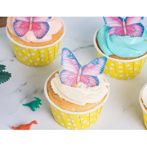 Buy cheap Vivid Pink Edible Decorations Edible Butterfly Cupcake Toppers 0.60 - 0.65 MM from wholesalers