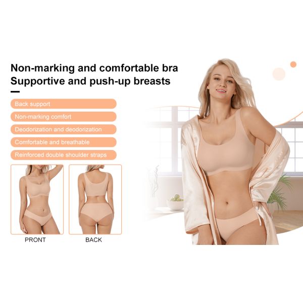 HEXIN Plus Size Seamless Push Up Body Shaping Bra for Adults Shapewear Bra Brief Sets