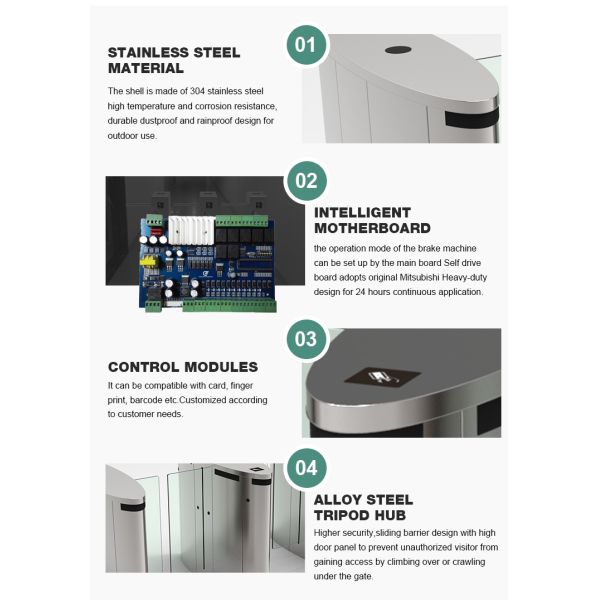 CE Approved Fast Swing Barrier Gate with RFID QR Code Reader