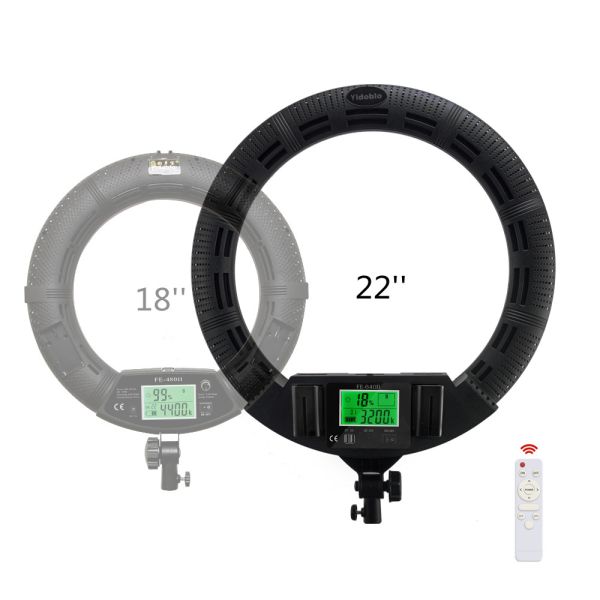 Yidoblo 22'' FE-640ii 100W 10000LM Battery Powered Youtube Studio RingLight Mirror BI-COLOR Ring Lamp LED Light