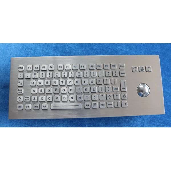 Panel Mounted Metal Rugged Keyboard With Backlit USB Optical Trackball