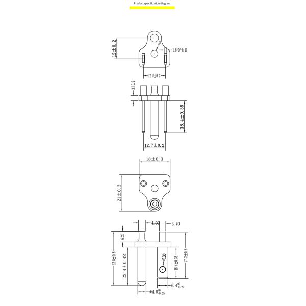 UL Nema 5-15P Power Cord Plug Insert 3 Wire Grounding