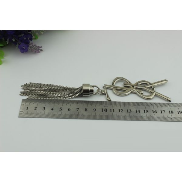 Handmade DIY handbag accessories making 185 length zinc alloy metal cord end cap with tassel
