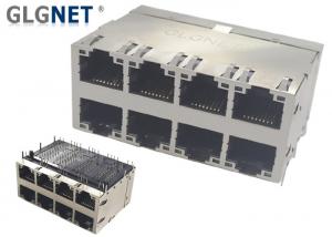 Quality 10G RJ45 2x4 Stacked Modular Jack PA6T Housing 4 Channels PHY 60 Watt UPOE+ wholesale