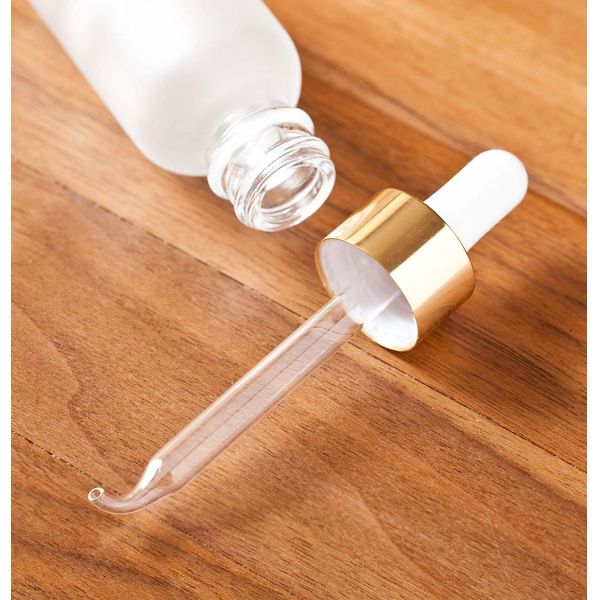 Refillable Essential Oil Glass Bottles With Gold Metal And Glass Dropper
