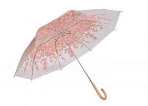 China Outdoor Compact Transparent Rain Umbrella Plastic Colored Hook Handle on sale