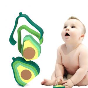 Quality Baby Building Play With  Avocado Shape Montessori Toys Silicone Stacking Blocks wholesale