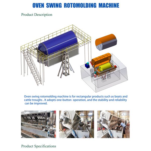 Open Swing Rock N Roll Rotomoulding Machine for Plastic Kayak Fishing Boat