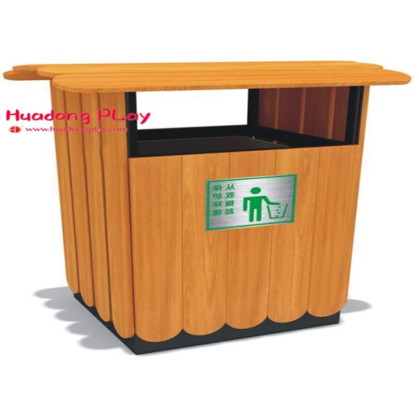 Wood Plastic Composite Brown Outdoor Recycle Trash Cans Natural Environment Friendly