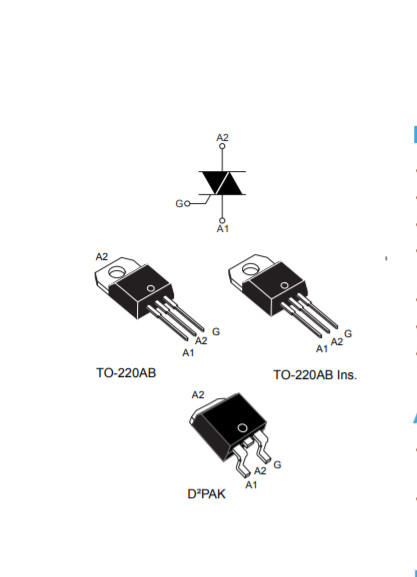 BTA16-800CW BTA16 TRIAC Thyristor 800V 16A Discrete Semiconductors