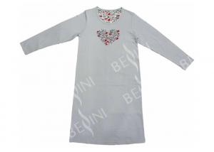 Quality 65% Polyester 35% Cotton Ladies Night Dresses Sleepwear Grey Color Classic Style wholesale