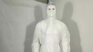 Disposable PP Coverall Single Layer Nonwoven Head to Ankle Coverage Basic Protection Front Zipper from Crotch with Elastic Hood