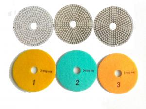 China White 3 Steps 4 Inch Wet Diamond Polishing Pads For Stone / Marble on sale
