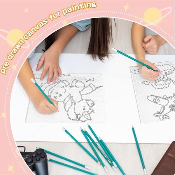 3mm Thickness Pre Drawn Outline Sketched Canvas For Kid Beginners Student Adults