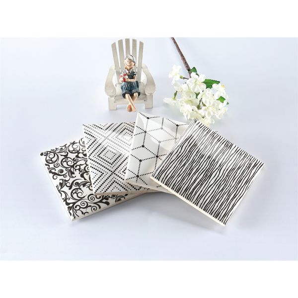 152x152mm White Clay Interior Wall Tiles with Geometric Patterns